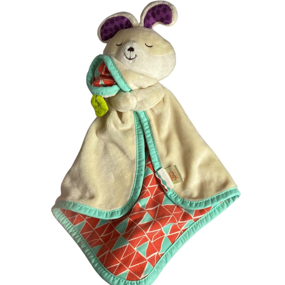 B. toys Baby Bunny Lovey Beige Rabbit Plush Security Blanket Crinkle Leaf Unisex
